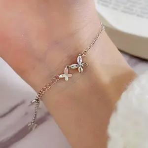 ONM 얇은팔찌 펜던트 나비 큐빅 팔찌