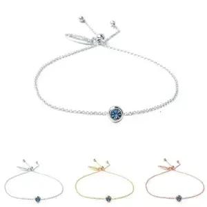 ONM B044 아쿠아 4mm 크리스탈 슬라이드 체인팔찌