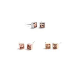 ONM E511 4mm 라이트로즈 스퀘어 크리스탈 은침 귀걸이(