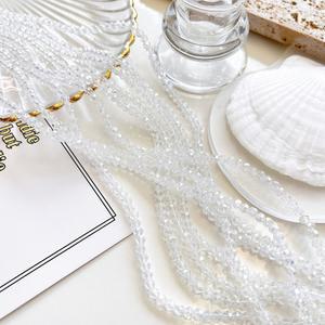 [1줄]4mm 크리스탈 론델컷 투명AB 2-400-7 비즈공예 악세사리재료 팔찌만들기