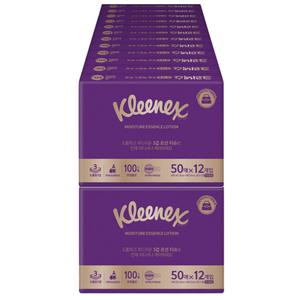 크리넥스 보습 에센스 로션 곽티슈 미용티슈 50매 12입 2팩 총 24팩