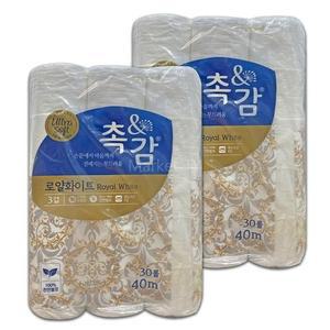 깨끗한나라 촉앤감 로얄화이트화장지 40m x 30롤 x2팩