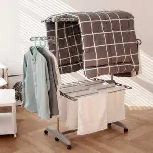 살림 건조대 공간 가정 빨래 바퀴 회전식 활용 접이식 (WFHCJRR)