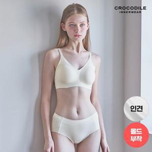[크로커다일]라이크라 인견쉘론 몰드부착 더블스트랩 브라+팬티 2종세트 CDW5N33_T