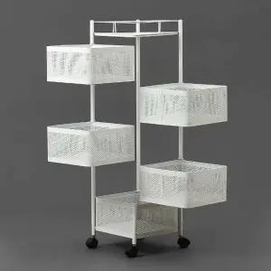 회전식 트롤리 5단 화이트 기숙사 세탁바구니 미용실 (WFHMXUX)