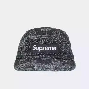 슈프림 패치로고 반다나 자카드 데님 공용 캠프캡 SS25H86 INDIGO
