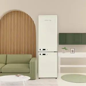 쿠잉 레트로 소형냉장고 REF-C270 크림 2도어 미니 원룸 사무실 음료수 신혼