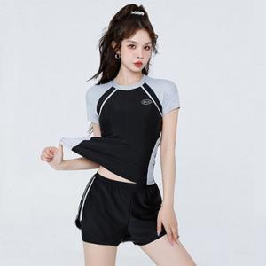 스포츠 캐쥬얼 팬츠형 2피스 래쉬가드 수영복 비키니 모노키니 래쉬가드 일체형 치마 세트 몸매보정