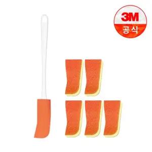 스테인레스 유리병용 보틀 수세미 핸들 1입+리필 1입)+리필 1입 5개