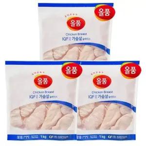 올품 IQF 닭가슴살 슬라이스 3kg (1kg x 3봉)