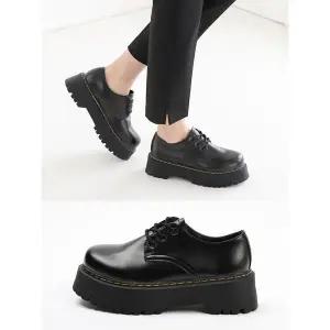 [하프클럽/]옐로우 스티치 여성 더비슈즈 5cm