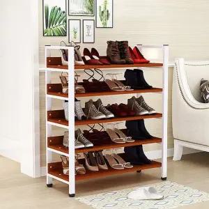 화이트+브라운 고급 5단 신발장 (WFHJM4K)