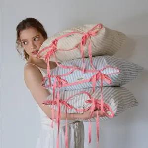 비비 스트라이프 고밀도 순면 리본 자루형 베개커버 3colors