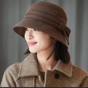 여성용 무지컬러 리본 버킷햇 엄마 나들이 패션 모자