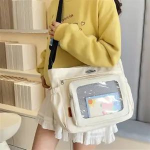 여성용 투명 포켓 조절 끈 크로스백