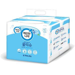 깨끗한나라 페파민트 물티슈 캡형70매x6입 1팩