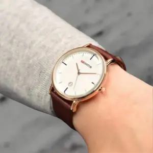 남성 기념일 선물 로즈골드 가죽 스트랩 패션 시계