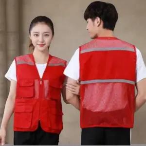 남녀공용 비비드색 반사 작업용 메쉬 조끼