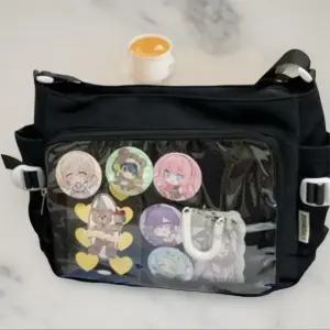 여성 10대 PVC 투명 포켓 사각 가방 장식용 크로스백