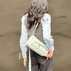 여성 이중포켓 나일론 시각 사각 스트랩 크로스백