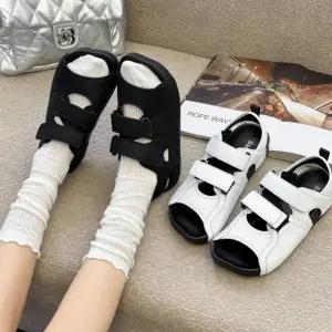 여자 캐주얼 트임 밴딩 가죽 스트랩 샌들