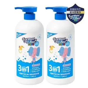 [포멀비] 키즈 3in1 올인원 샴푸 바디워시 베이비파우더향 1,000ml 1+1