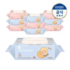 그린핑거 오리지널 엠보싱 물티슈 카카오프렌즈 캡형100매X10팩