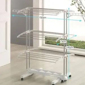 GW 프리미엄 더블퀸 라운드 6단 빨래건조대 화이트 (WFGZF04)