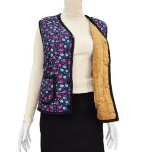 라벤더 여성 꽃무늬털조끼 할머니옷 촌캉스룩 여자누빔패션 촌캉스 할매 김장조끼