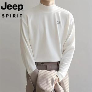 지프 JEEP SPIRIT 남성 폴라폴리스 기모 이너 반폴라 솔리드 긴팔 티셔츠