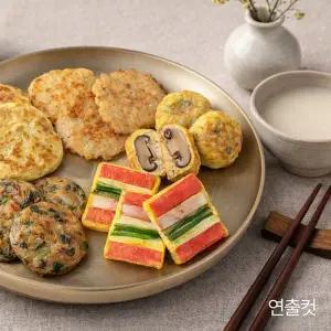 쿡생 프리미엄 모듬전 660g( 육전,양배추전,표고튀김, 오징어 유채전,오미산적)