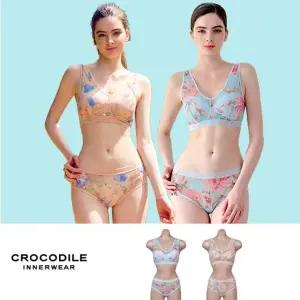 크로커다일 시스루 부케시리즈 브라팬티 2세트(민트, 베이지)