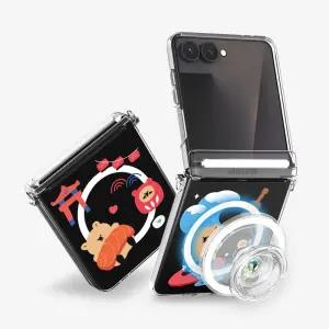 갤럭시Z플립7 제작-쿼카 여행 마그네틱 힌지보호 맥세이프 클리어 하드 케이스 TC 갤럭시Z플립6 5 FE