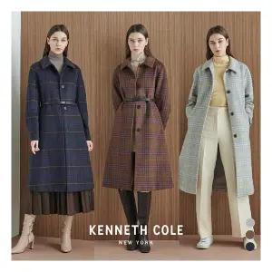 케네스콜 여 울혼방체크 A라인 코트 HKPWCCV504P 886441