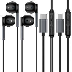 삼성 갤럭시 A17 S25 엣지 S24 울트라 Z 플립 7 폴드 블랙 타입 C 이어버드 2팩 픽셀 10 9a용 마이크 및 리모컨 노이즈 캔슬링 헤드셋 포함 USB 유선