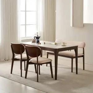 [삼익가구]시에나 포세린 통세라믹 4인용 원목 1400 식탁세트(벤치1+의자2)