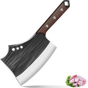 YCLXLZK 7.68인치 고기 뼈 절단용 칼, 풀탕 일본 셰프 도마 헤비 듀티 정육점 도끼 절단기, 주방용 손 단조 도마, 남성용 선물