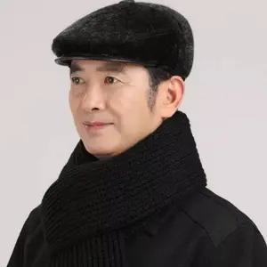 남성 헌팅 캡 베레모 귀달이 중년 남자 헌팅 캡 모직 귀마개 방한모 덮개 활동 야외 방한 골프