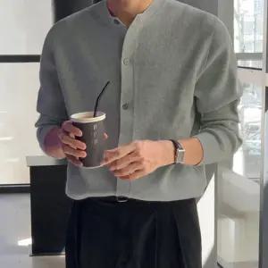 남성 간절기 라운드 가디건 데일리 베이직 니트 블랙 그레이 가디건