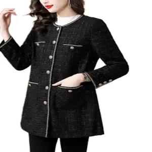 중년여성 트위드자켓 겨울 상견례룩 상견례 출근 엄마 롱
