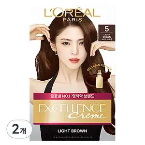 로레알파리 엑셀랑스 크림 염색제, 5호 자연갈색, 2개