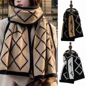 케이브 여성 겨울 양면 니트 머플러 스카프 목도리