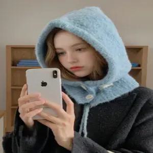 에로디 여성 바라클라바 니트 후드 목도리 머플러 겨울 방한 모자 K252