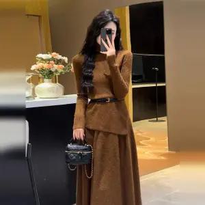 엘럽 여성정장세트 프렌치 스웨터 패션 세트 추동 상의 니트 스커트 투피스 힛템