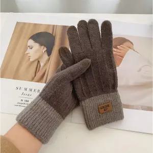 여성 투톤 니트 장갑 손목 터치 시보리 방한