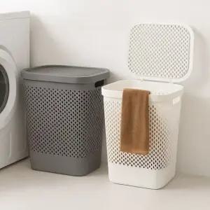 휴대용 빨래 바구니 뚜껑 덮개 세탁함 메쉬 60L 슬림빨래바구니 빨래바구니대형