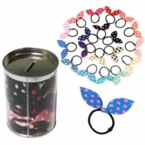 검정끈 큰땡땡이 20P 리본 어린이머리고무줄 스프링고