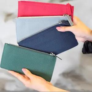 여성 클래식 가죽 지퍼 장지갑 컬러 수납