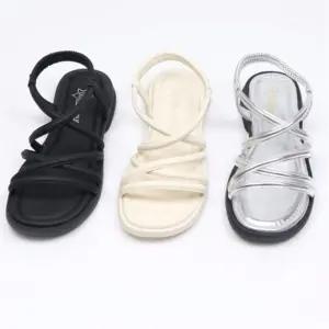 여성 여름 무지 글래디에이터 스트랩 캐주얼 샌들