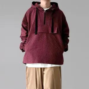 남성 스트리트 나그랑 아노락 포켓 조끼 후드 티셔츠